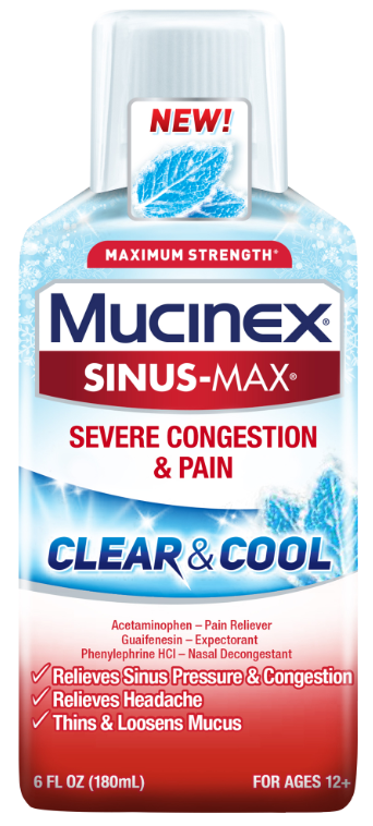 MUCINEX® SINUS-MAX® Clear & Cool Adult Liquid - Severe Congestion & Pain (Discontinued 2021)